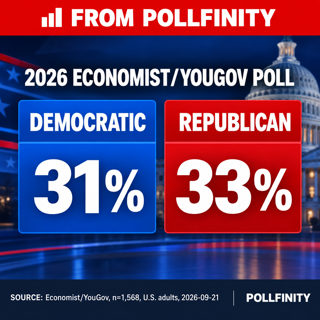 2026 Economist/YouGov Poll — Democratic 31% vs. Republican 33%